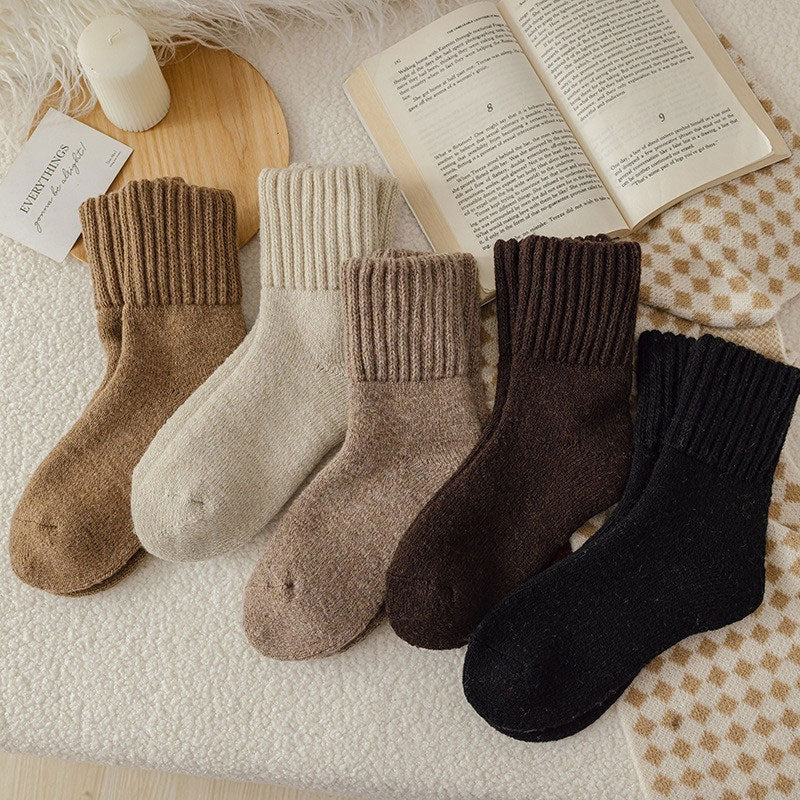 🧦5 pairs of women's wool socks - warm, medium-high socks