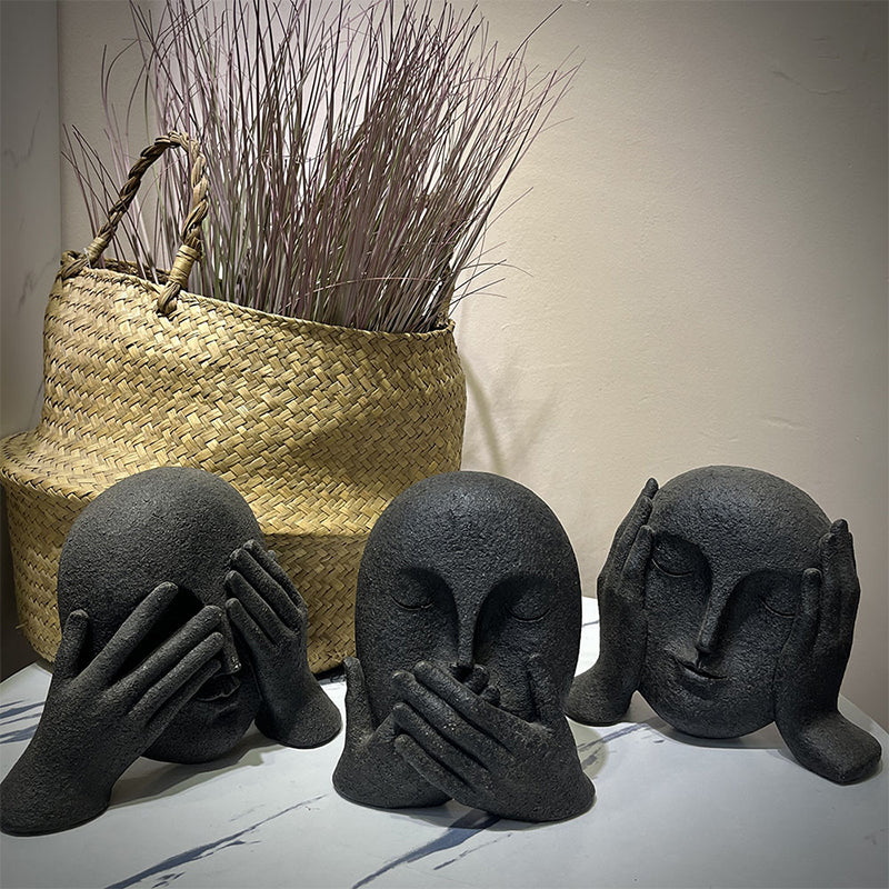 🗿 "Three Nos" Human-Face Home Decor Ornament