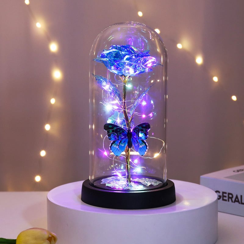 🔥Last day 49% discount – 🌹Eternal butterfly rose in glass dome with LED lighting✨