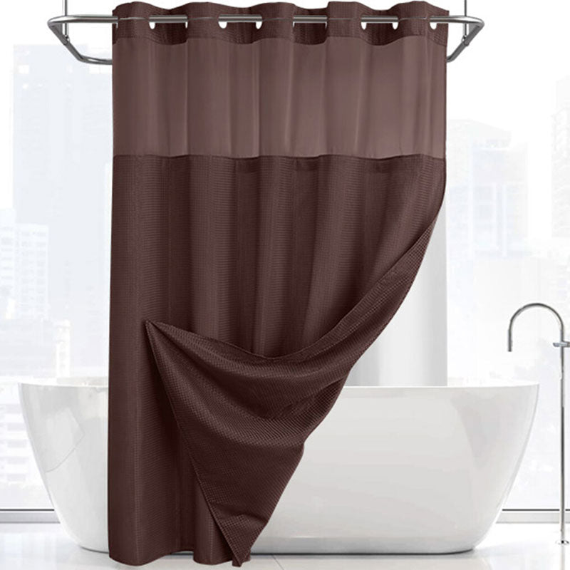🚿 LIMITED-TIME 50% OFF! ✨ Waffle Pattern Shower Curtain – Double Waterproof, Snap Buttons, Clear Top Window 🛁