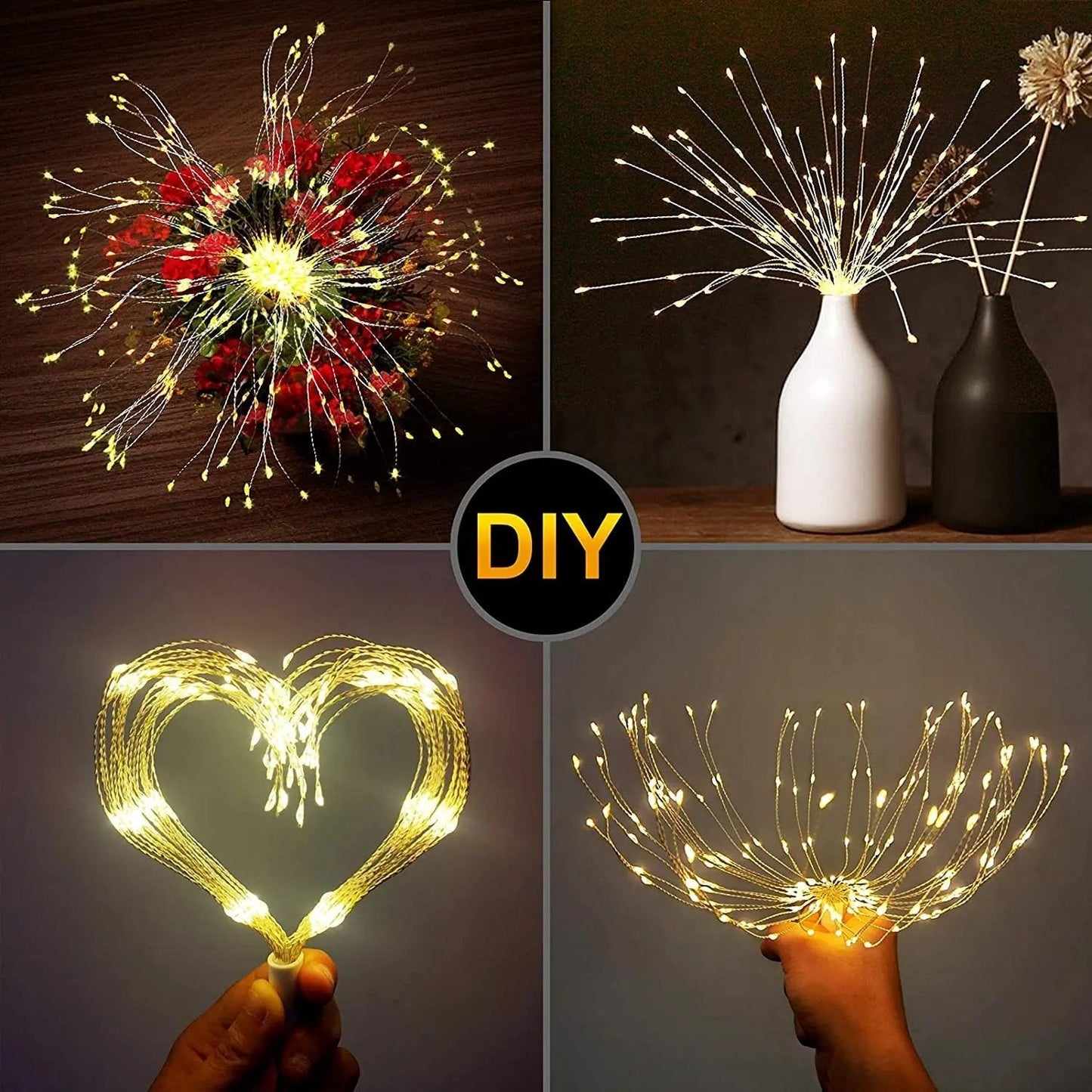 Suspended fireworks-style light decoration, smart LED copper wire string lights, 8 adjustable flashing modes, outdoor garden decoration, outdoor courtyard lighting