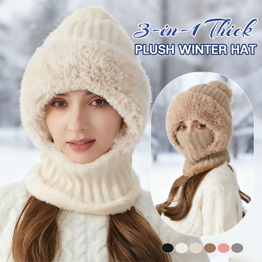 ❄️ 3-in-1 Thick Plush Winter Hat🧣