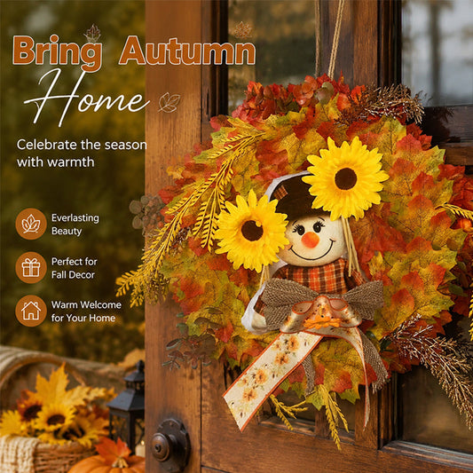 Outdoor Halloween Scarecrow Door Wreath