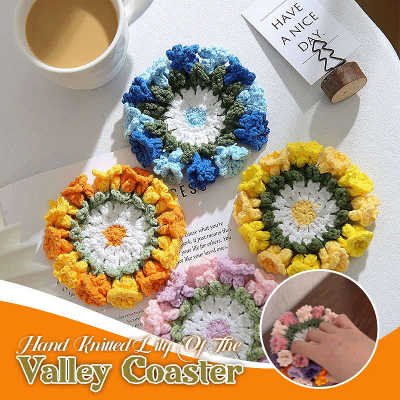 Hand Knitted Lily Of The Valley Coaster