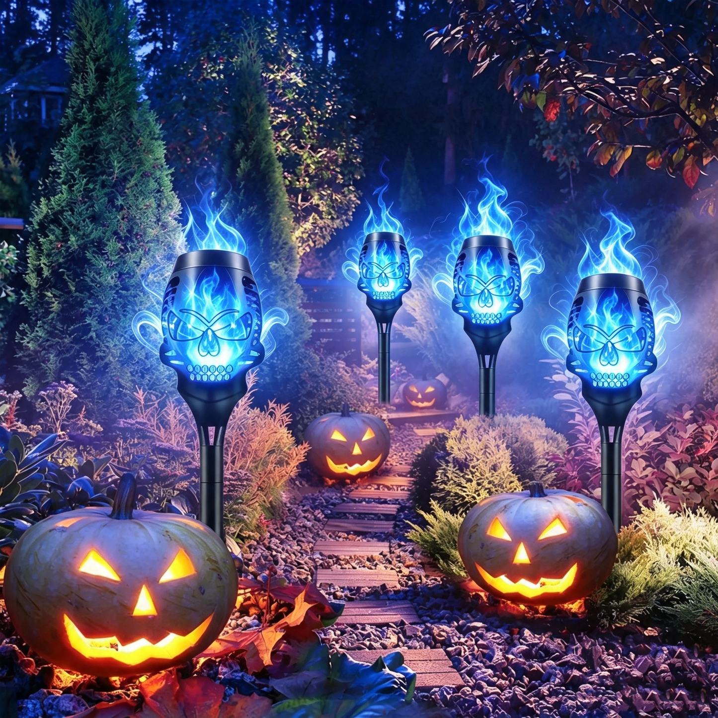 🔥Halloween Early Bird Discount: 50% OFF🔥Halloween Solar-Powered Skull Flame Lights💀