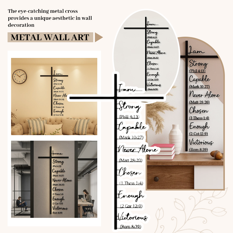 Metal Cross Wall Art with Jesus Crucifix