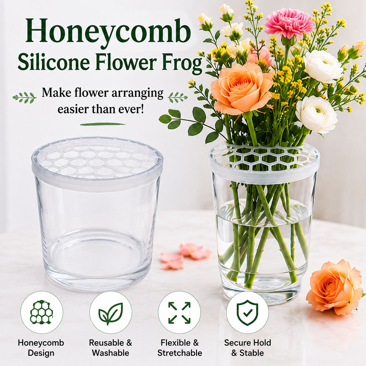 🌸 Honeycomb Silicone Flower Arranging Grid