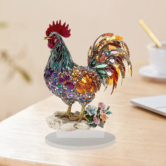 Colorful Lucky Rooster Figurine