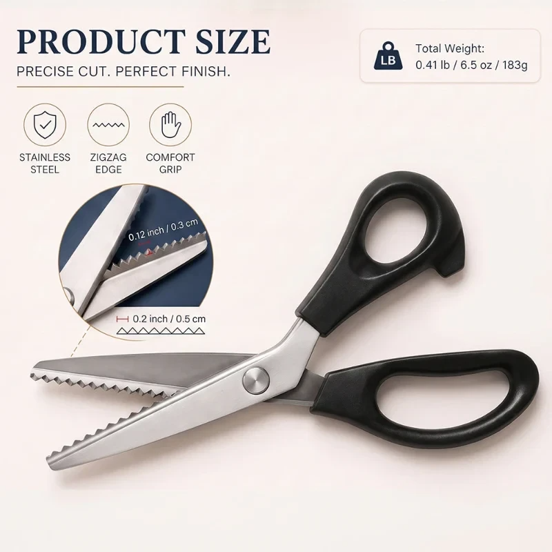 ✂️Stainless Steel Pinking Shears – 9.1" Zig Zag Fabric Scissors for Sewing, Quilting, Dressmaking & DIY Crafts