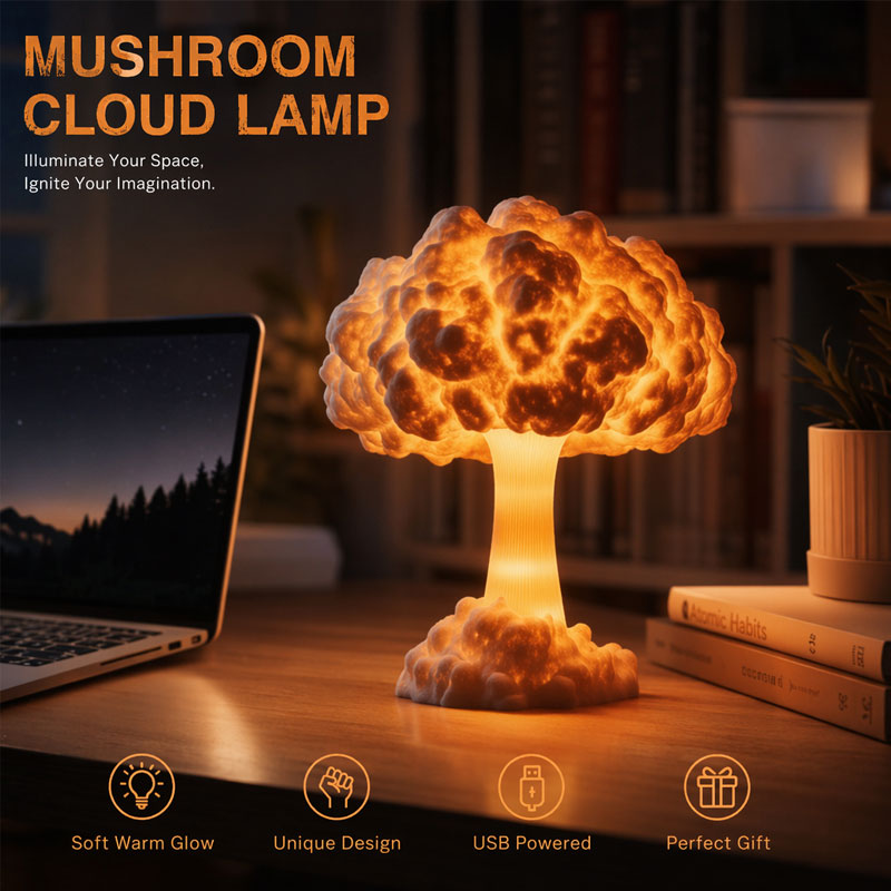 Mushroom Cloud LED Desk Lamp | Unique Desktop Ornament USB Powered