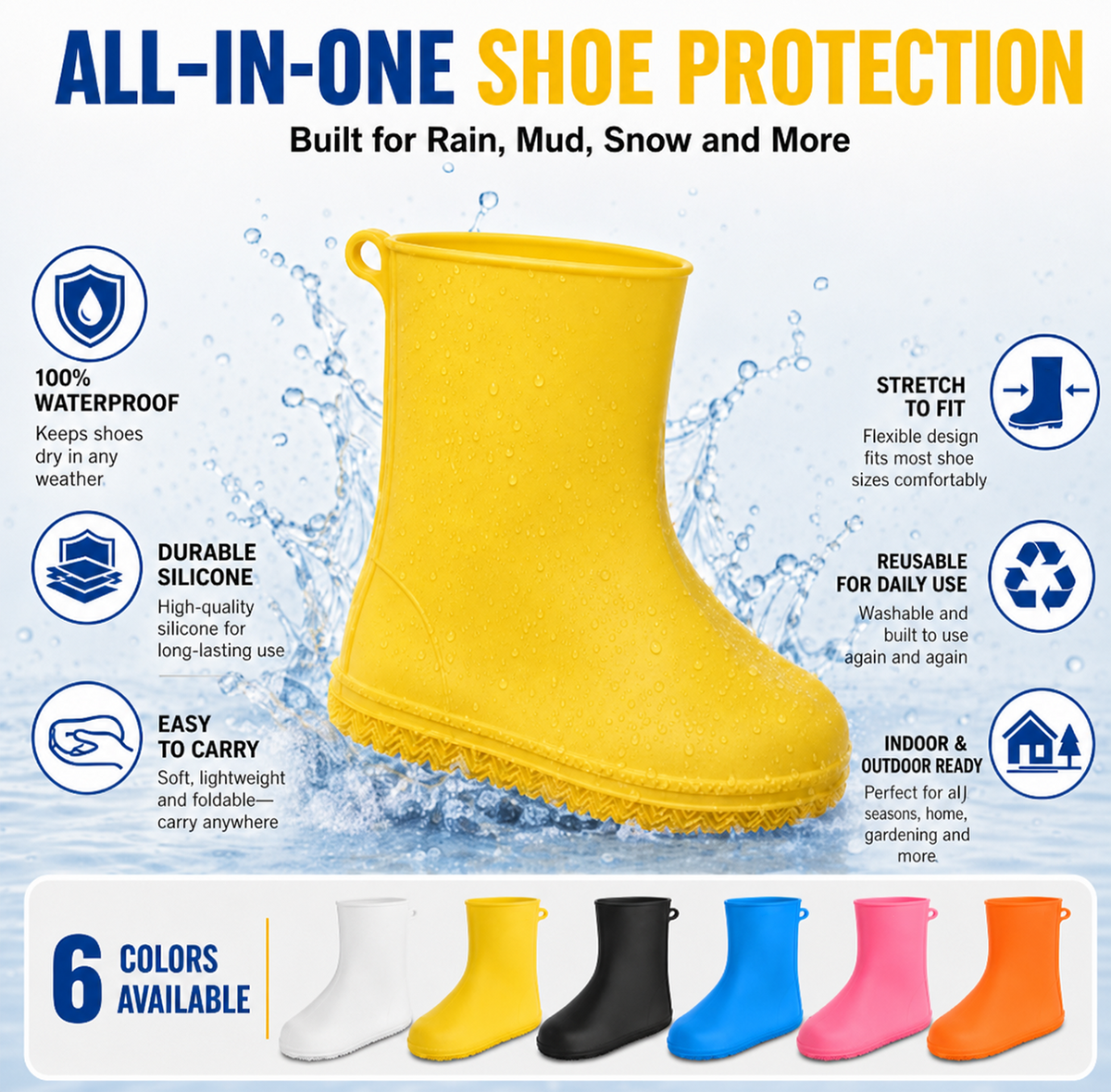 No More Wet Sneakers! Heavy-Duty Rain Boots — Non-Slip & Foldable to Fit in Your Bag 🌧️