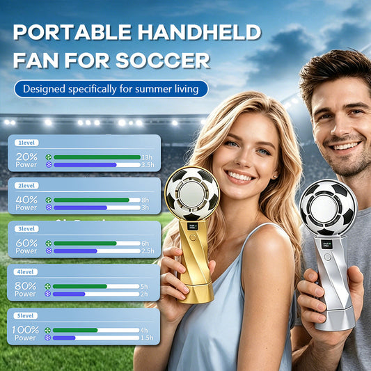 2026 Soccer Handheld Cooling Fan – Portable Turbo Rechargeable Mini Fan