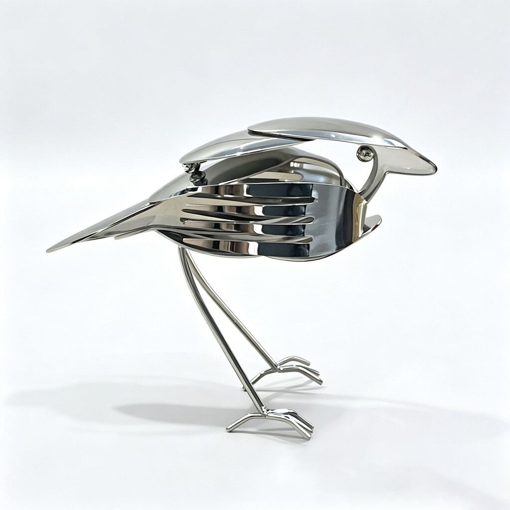 Handcrafted Scrap Metal Robin Sculpture - Unique Metal Bird Art Decor