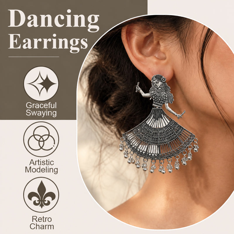 Dancing Figure Earrings with Dangling Drops
