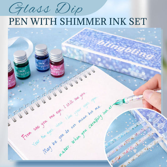 Glass pen with shimmering ink set