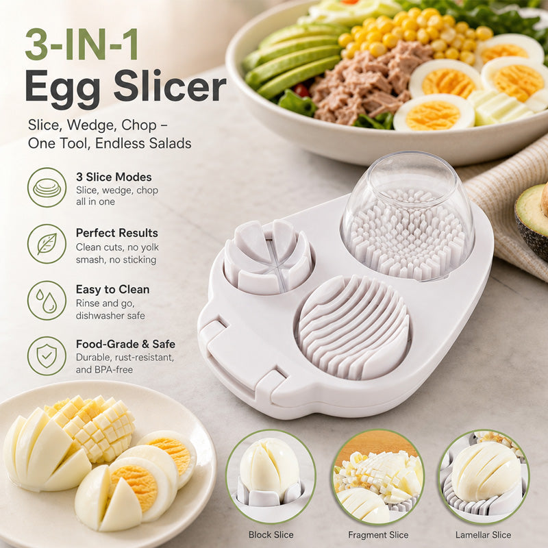 3-in-1 Multifunctional Egg Slicer & Dicer - Perfect for Salads & Garnishes 🥚🔪