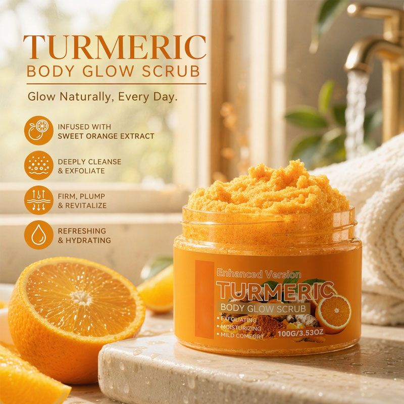 Turmeric Body Glow Scrub with Sweet Orange – Exfoliating, Hydrating & Non-Greasy for Radiant Skin