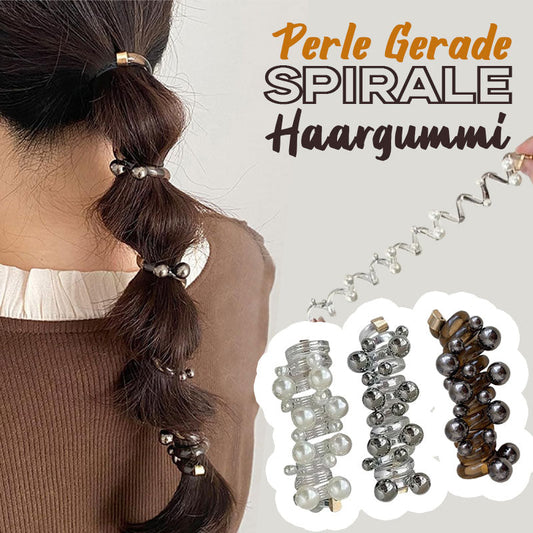 Beaded hair elastic in spiral shape