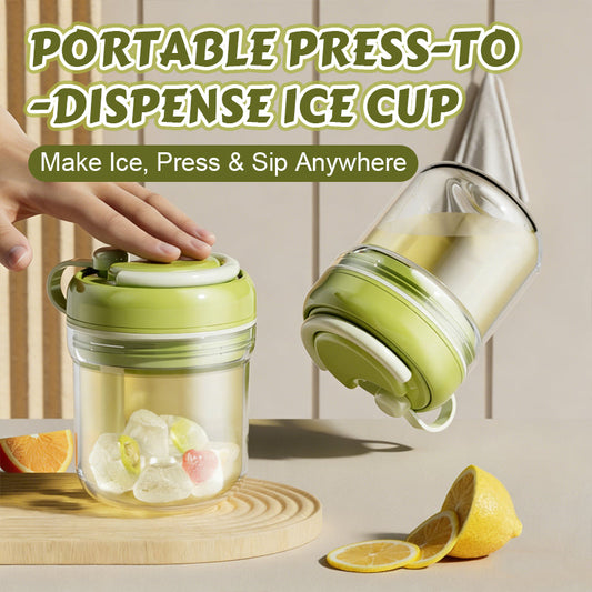 Portable Press-to-Dispense Ice Cup