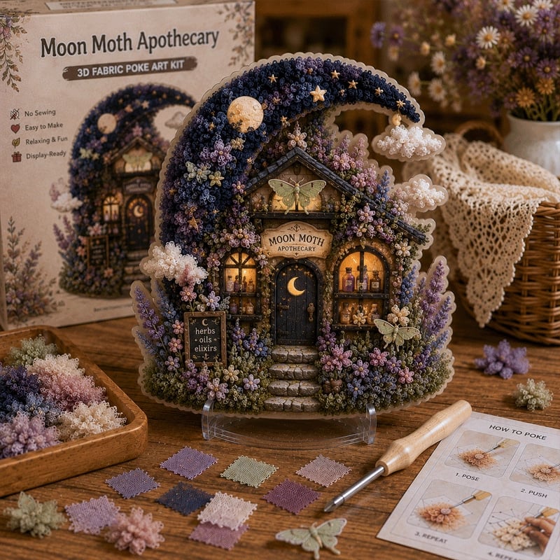 🔥 Ultimo giorno: sconto del 50% – ✨ Kit “Whimsical Village” per arte 3D con tessuto (tecnica Poke Art)