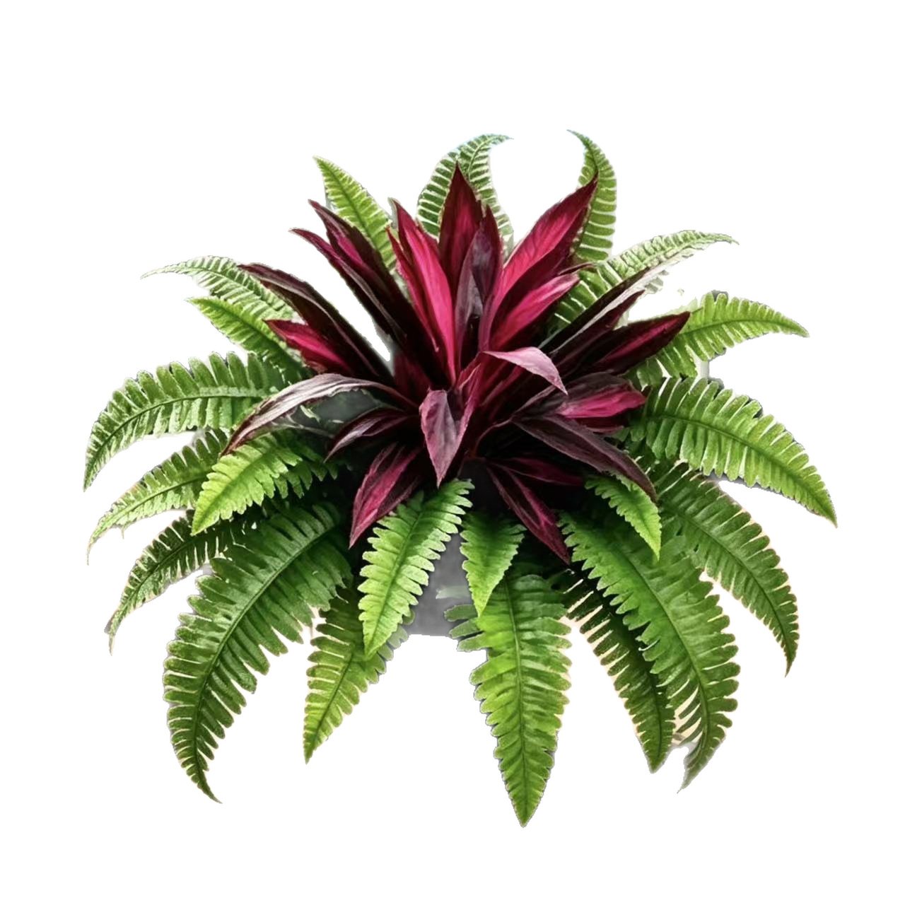 🌿 Lifelike Artificial Fern & Red Dracaena: UV-Resistant Outdoor Plant! ✨