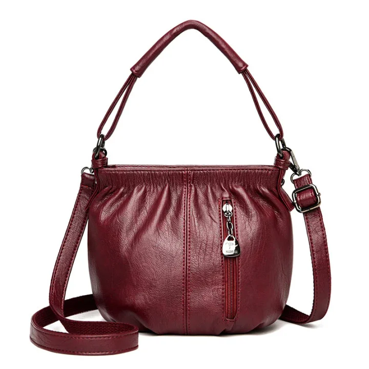 Wrinkled Design Soft Leather Bag 👜✨