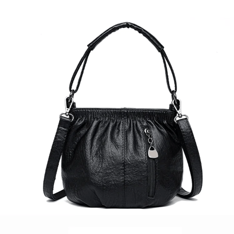 Wrinkled Design Soft Leather Bag 👜✨