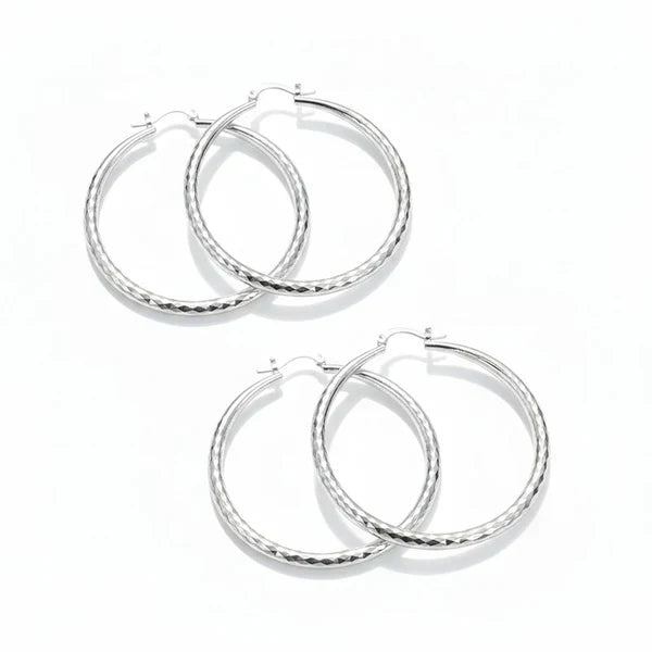 🎉BUY 1 GET 1 FREE🎁Diam🎉 BUY 1 GET 1 FREE 🎁 Diamond-Cut Hoop Earrings for Women – Elegant, Sparkling 💎ond-Cut Hoop Earrings for Women