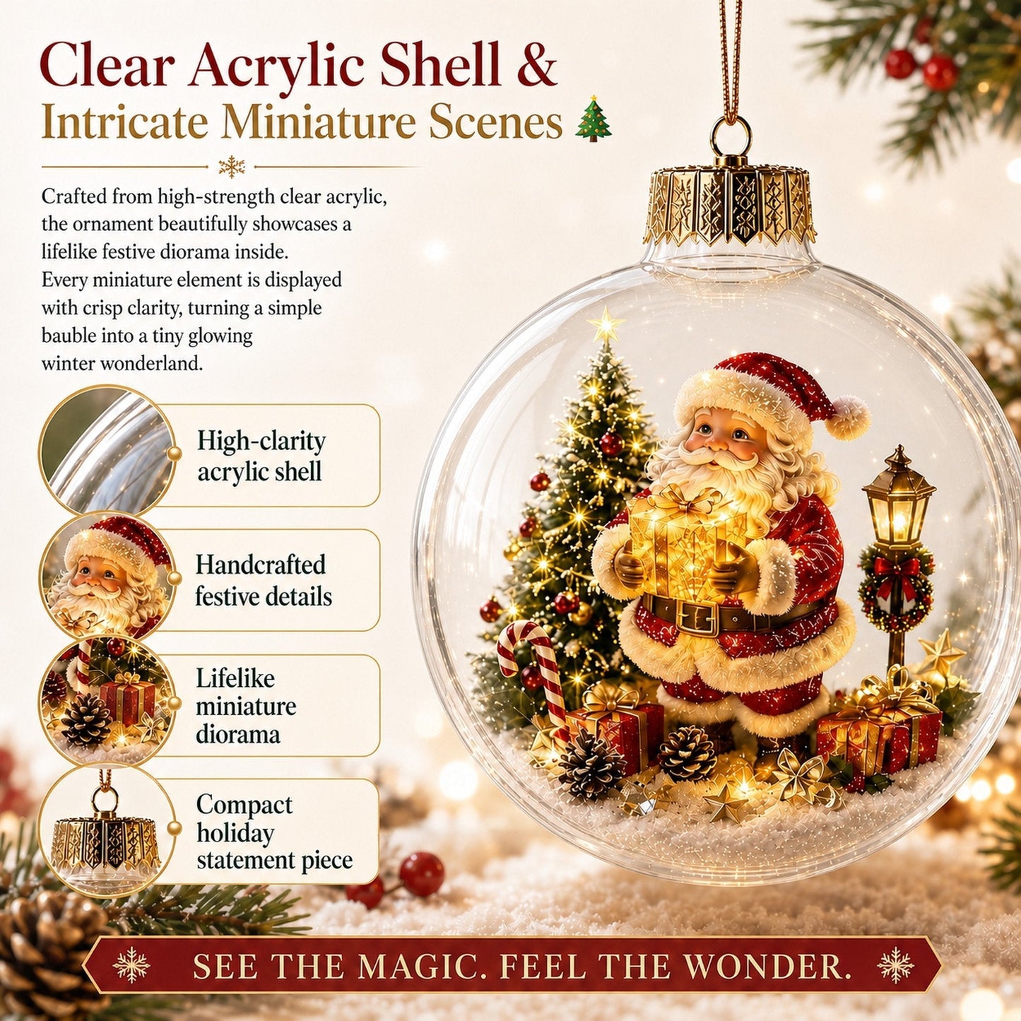 🎄Glowing Christmas Diorama Ornament – A Tiny Winter World in the Palm of Your Hand👼