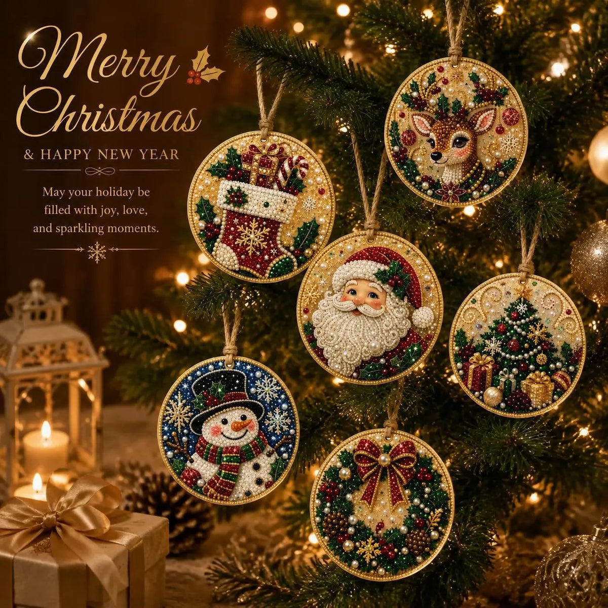 Christmas DIY Diamond Painting Ornaments Kit – Xmas Tree Hanging Craft Decoration