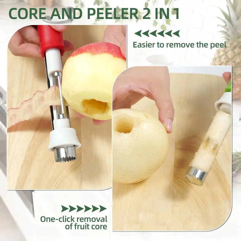 🍎 2-in-1 Stainless Steel Apple Corer Tool: 1-Motion Fruit Core Remover! ✨