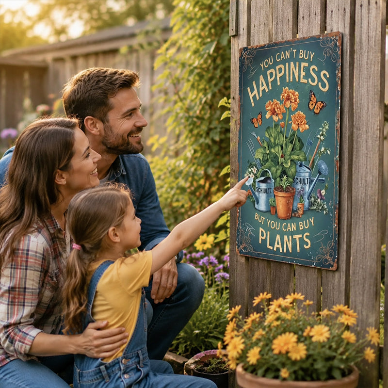 Vintage "You Can't Buy Happiness But You Can Buy Plants" Garden Metal Sign