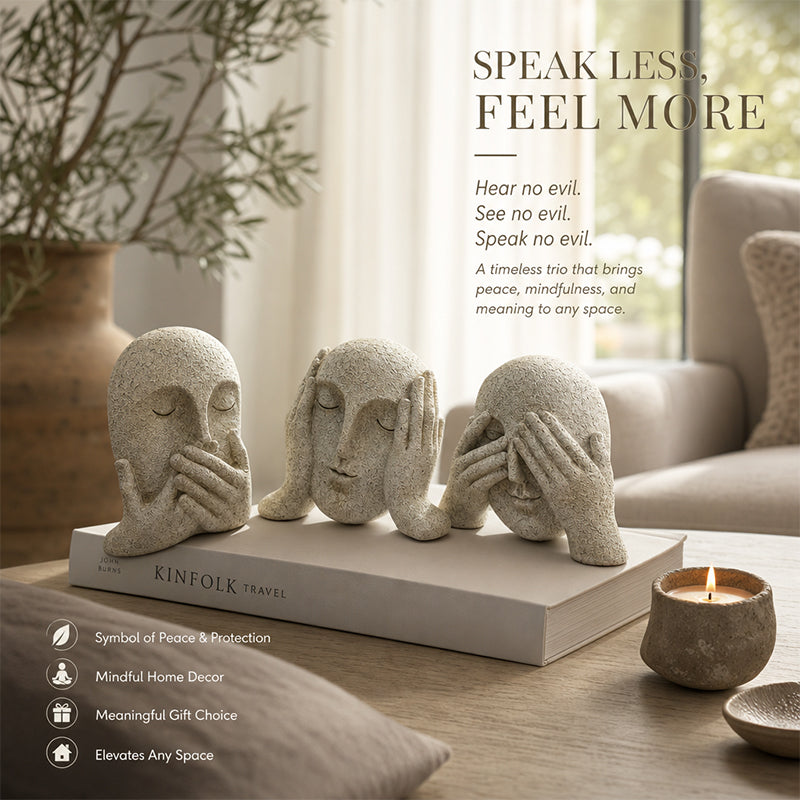 🗿 "Three Nos" Human-Face Home Decor Ornament