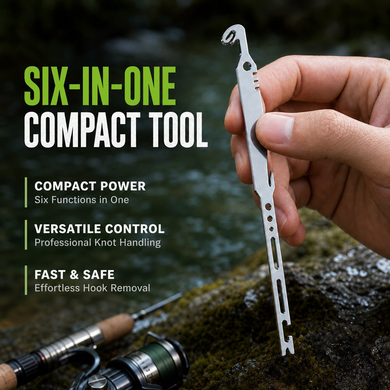 Multi-functional 6-in-1 Fishing Knotter & Hook Remover Tool