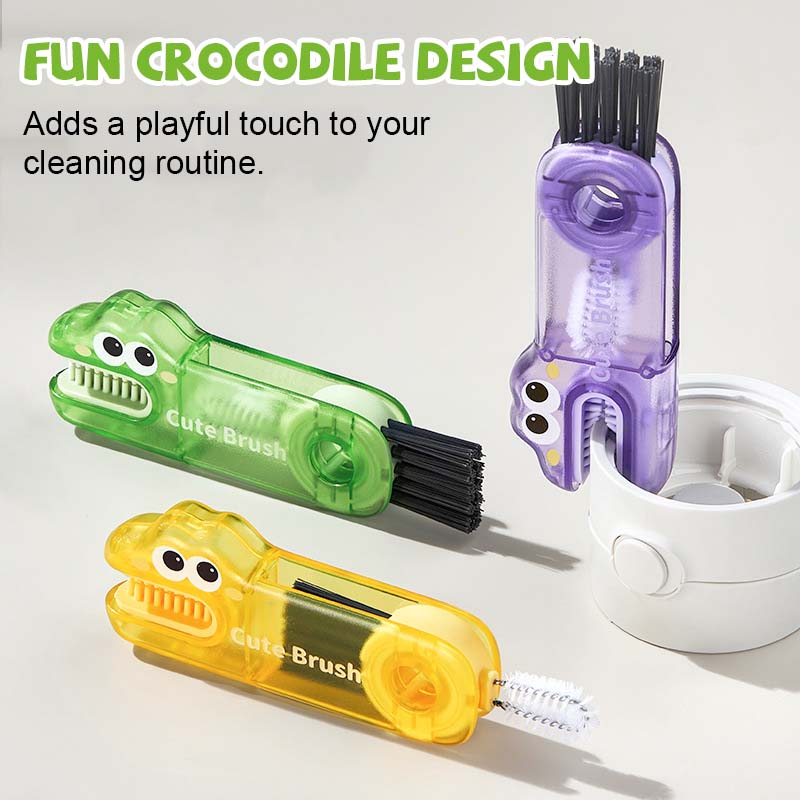 🐊 Crocodile Multifunctional Cleaning Brush – 3 Brush Heads for All Cup Types