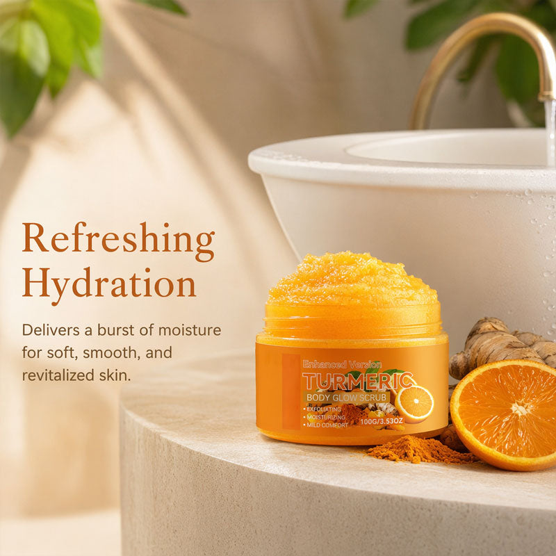Turmeric Body Glow Scrub with Sweet Orange – Exfoliating, Hydrating & Non-Greasy for Radiant Skin