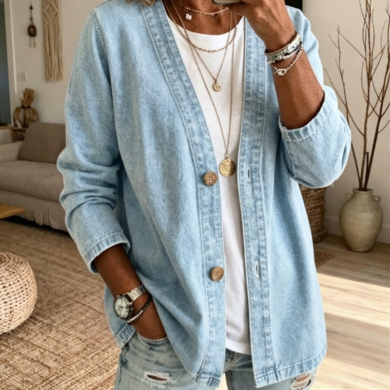 ⏳ Classic Women's Button-Front Denim Jacket