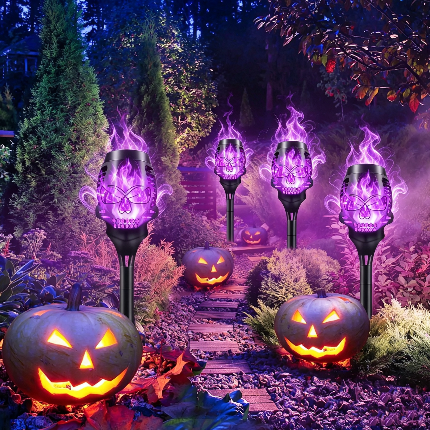 🔥Halloween Early Bird Discount: 50% OFF🔥Halloween Solar-Powered Skull Flame Lights💀