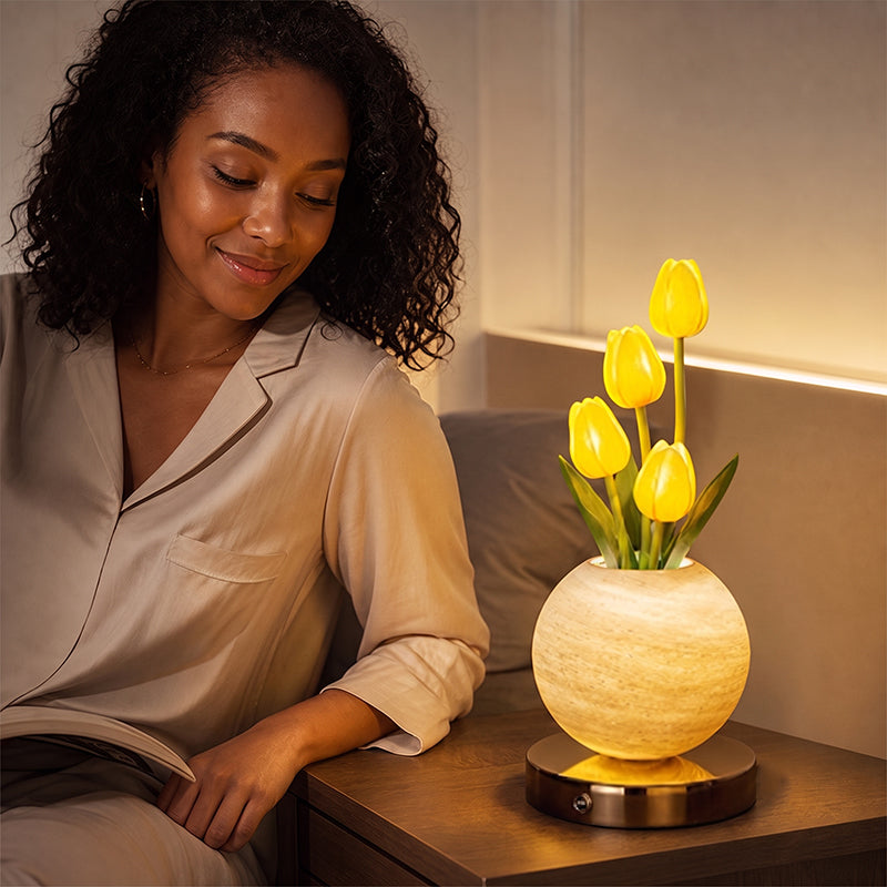Dreamy Tulip Orchid Night Light Romantic Bedside Lamp