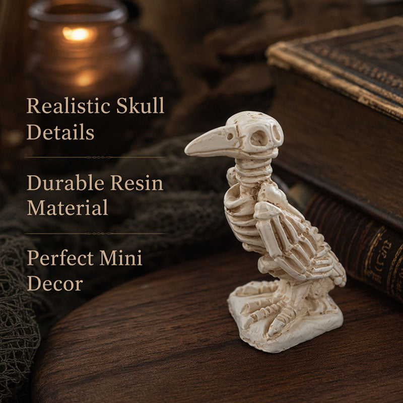 Haunting Halloween Raven & Skeleton Crow Decor - Resin Ornaments