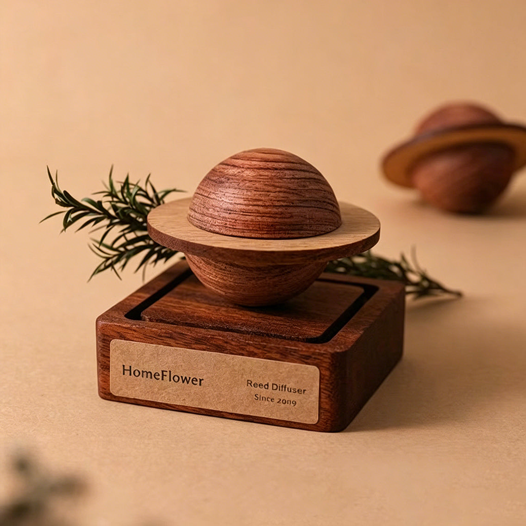 Handcrafted Wooden Planet Aroma Diffuser - Black Walnut & Sapele Essential Oil Diffuser for Home & Car