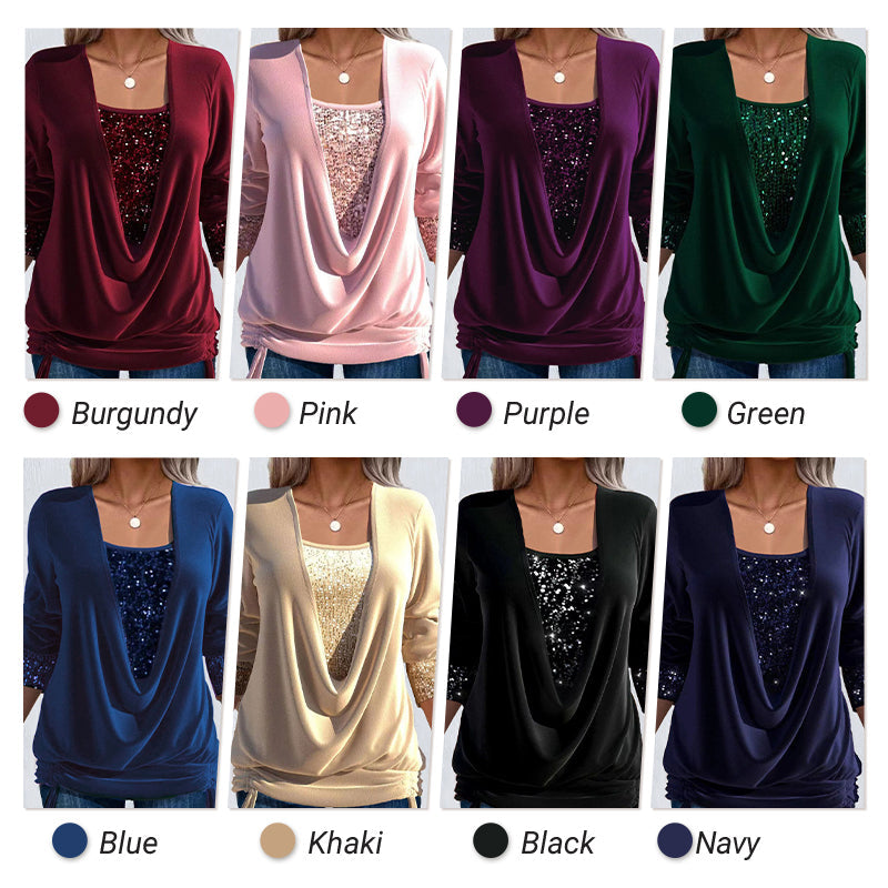 ✨🎅 Christmas offers – For a limited time only!⏰ Women's long-sleeved shirt with sequins