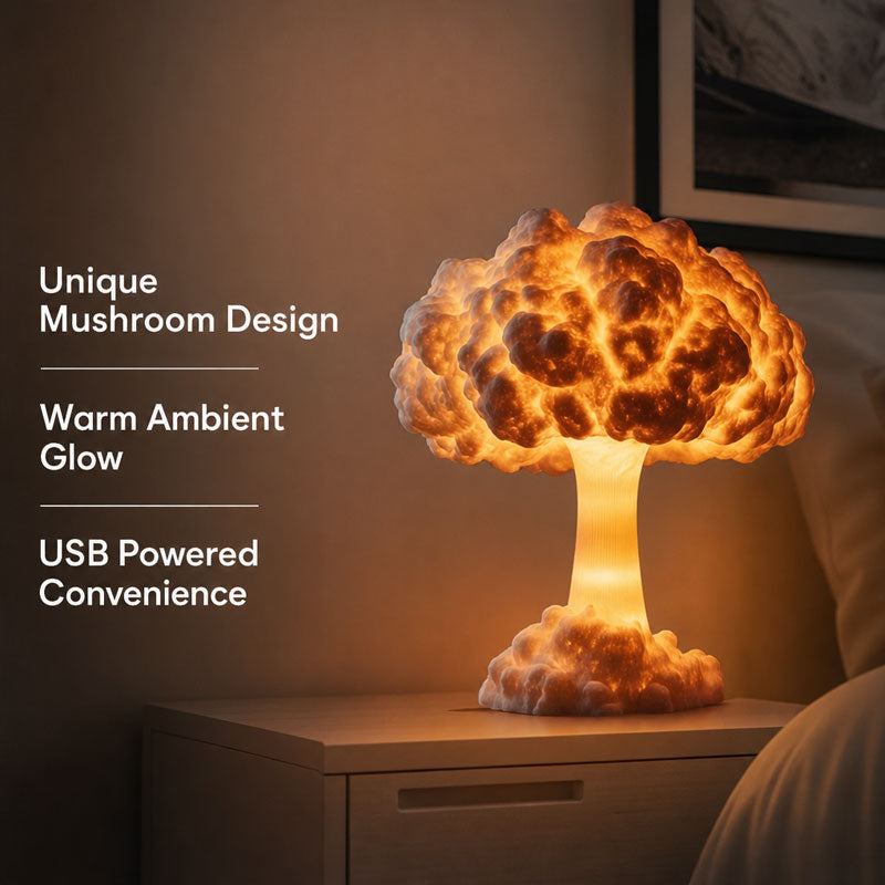 Mushroom Cloud LED Desk Lamp | Unique Desktop Ornament USB Powered