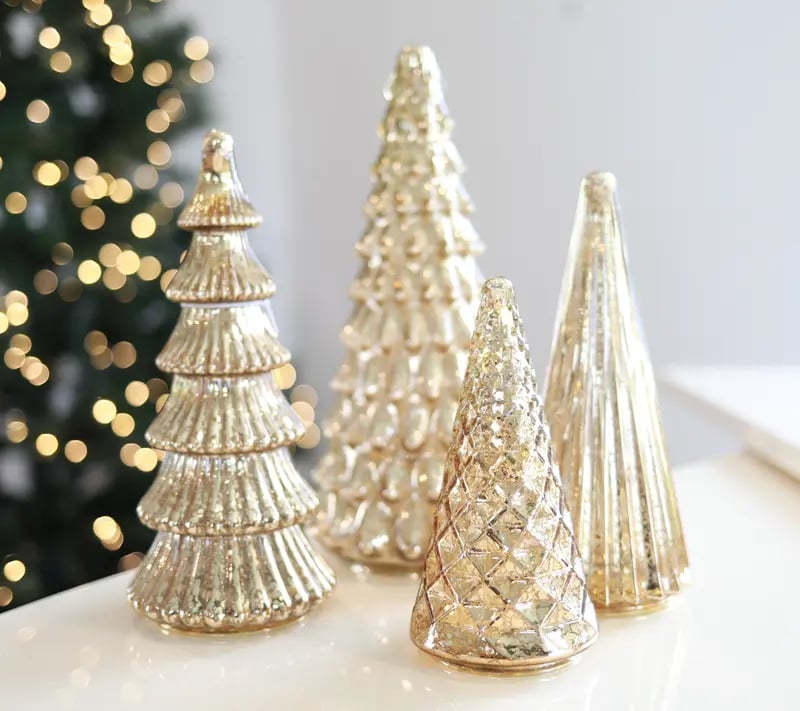 ✨ Shimmering Christmas – Mercury Glass Lighted Tree Set ✨