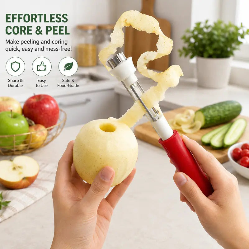 🍎 2-in-1 Stainless Steel Apple Corer Tool: 1-Motion Fruit Core Remover! ✨