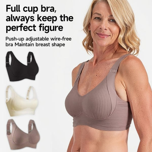 🎁Ribbed push-up bra with adjustable underwires for women