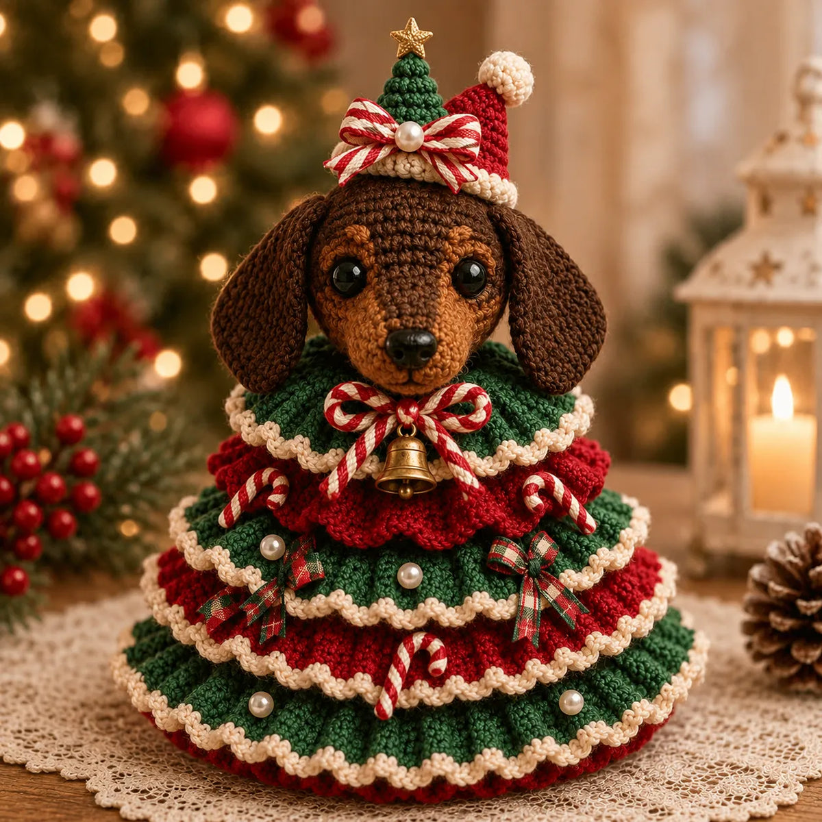 🔥🎄Crochet Animal Christmas Tree DIY Kit – Stitch a Little Christmas Magic(Material kit (not finished product)