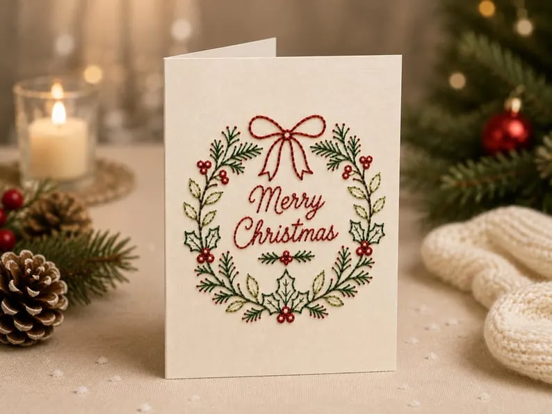 🌲Christmas Hand Embroidery Card DIY Kit | Stitch Your Way Into the Christmas Spirit ✨ 🎁