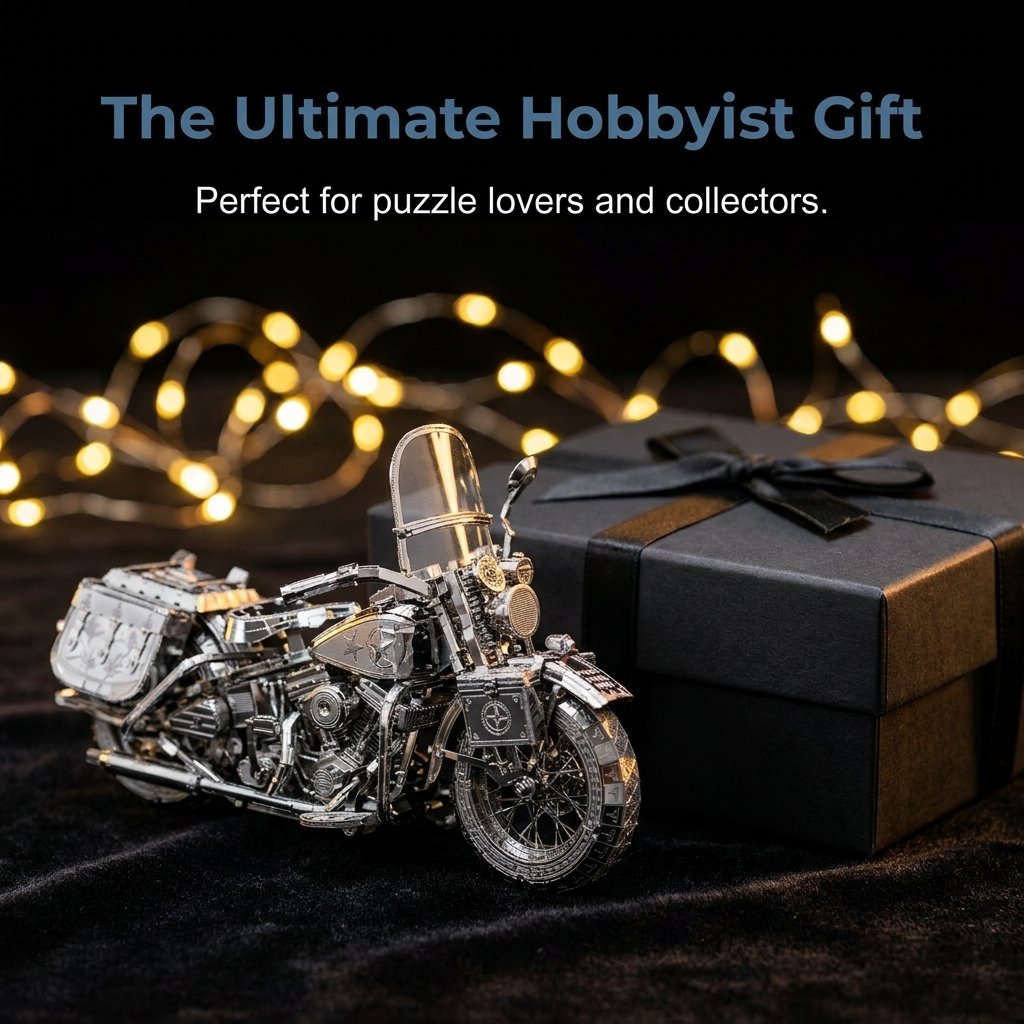 🔥SPECIAL OFFER🔥Silver 3D Metal Motorcycle Construction Puzzle