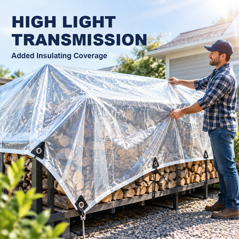 🌧️☀️ Transparent, waterproof PE tarp with reinforced edges for outdoor use